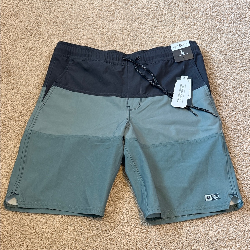 Salty Crew Men's Green Swim Shorts Size Large